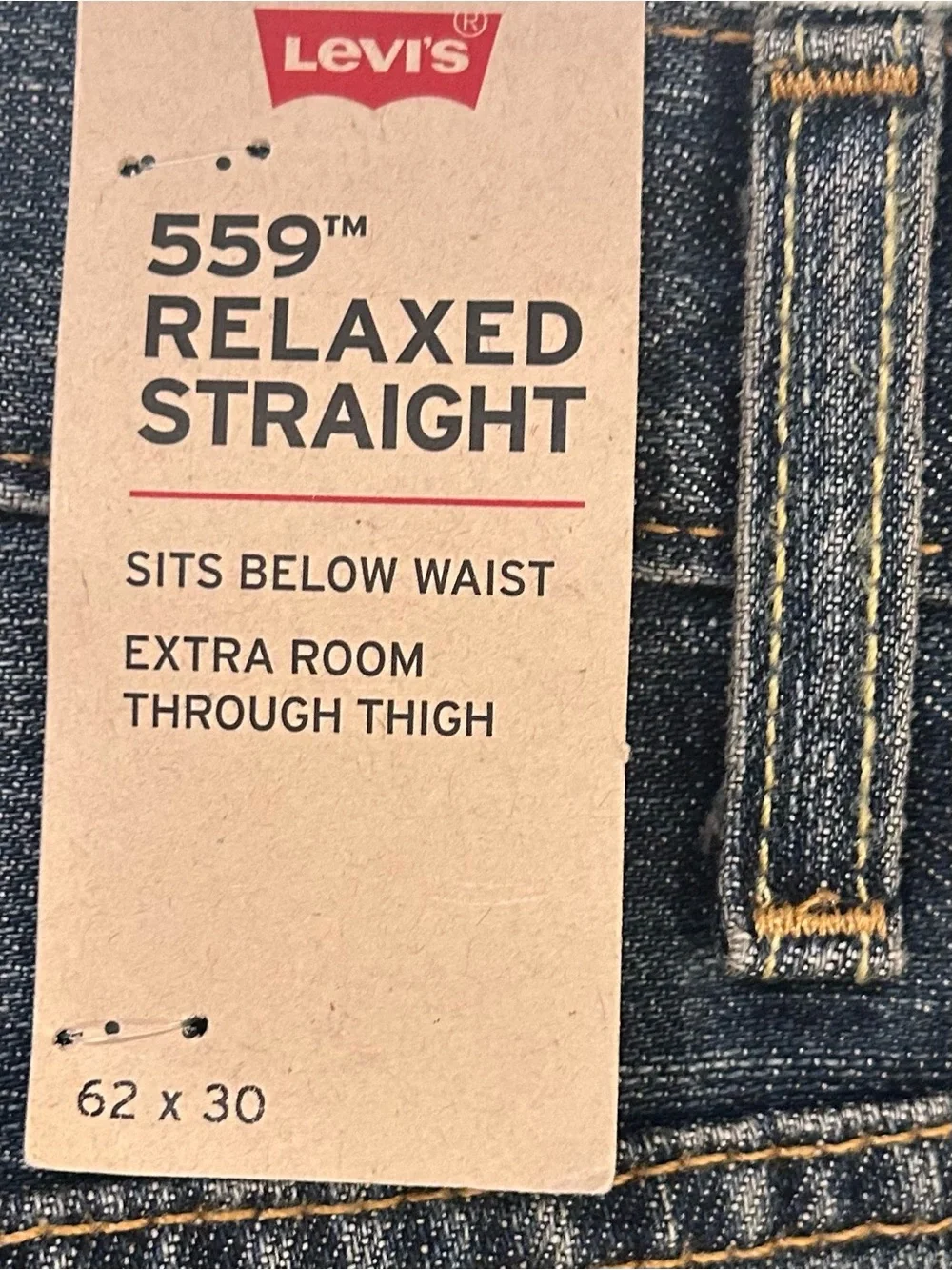Levis 559 Relaxed Straight Jeans Mens 62x30 Big & Tall Blue Denim New With Tags